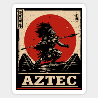 Aztec Sun Warrior - Indigenous Mythpunk Propaganda Art Sticker